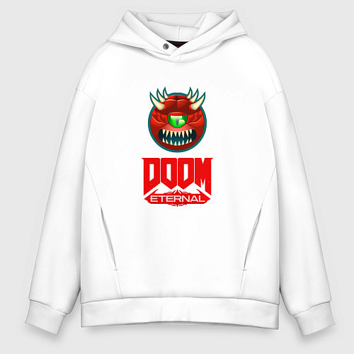 Мужское худи оверсайз Doom eternal logo / Белый – фото 1