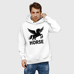 Толстовка оверсайз мужская Конь с крыльями, цвет: белый — фото 2