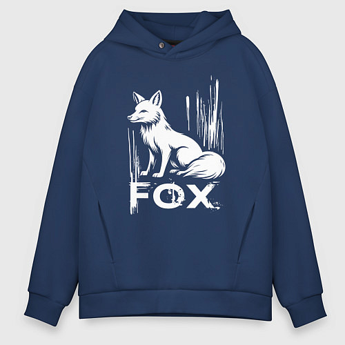 Мужское худи оверсайз Лисий стиль / Тёмно-синий – фото 1