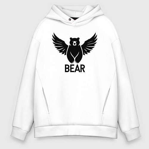 Мужское худи оверсайз Летающий медведь / Белый – фото 1