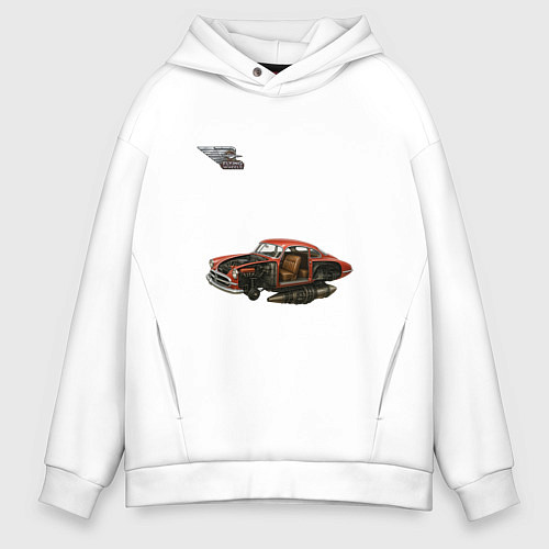Мужское худи оверсайз Летающая машина, ретрофутуризм / Белый – фото 1