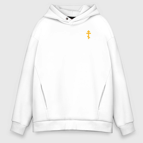 Мужское худи оверсайз Сохранит душу твою Господь желтый арт / Белый – фото 1