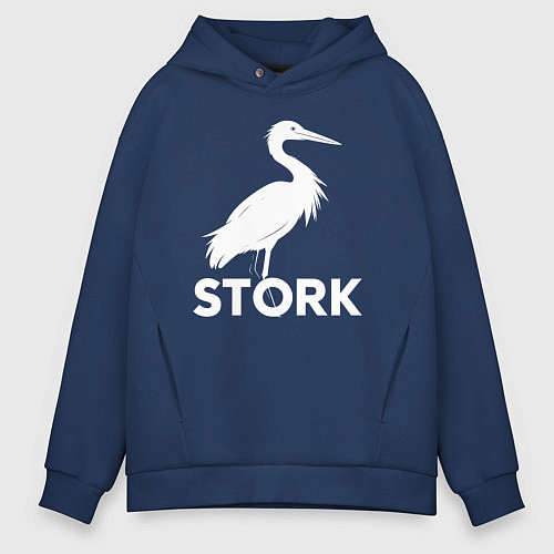 Мужское худи оверсайз Белый аист / Тёмно-синий – фото 1