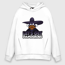 Толстовка оверсайз мужская Черный плащ - ну ка от винта, цвет: белый