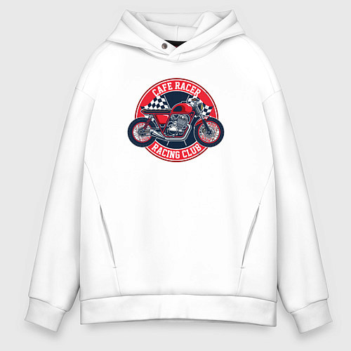 Мужское худи оверсайз Cafe racer / Белый – фото 1