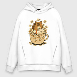 Толстовка оверсайз мужская Менеджер капибара в кружке, цвет: белый