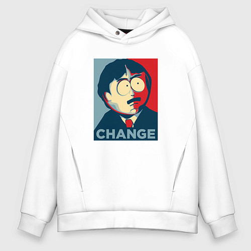 Мужское худи оверсайз Рэнди Марш постер / Белый – фото 1