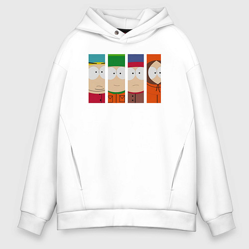 Мужское худи оверсайз Южный Парк главные герои / Белый – фото 1