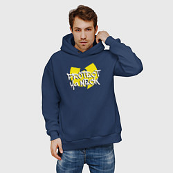 Толстовка оверсайз мужская Protect ya neck Wu-Tang, цвет: тёмно-синий — фото 2