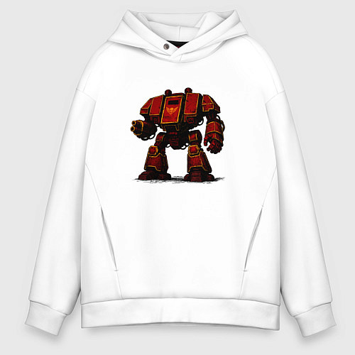 Мужское худи оверсайз Красный титан дредноут / Белый – фото 1