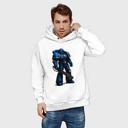 Толстовка оверсайз мужская Ультрамарин с цепным мечом, цвет: белый — фото 2