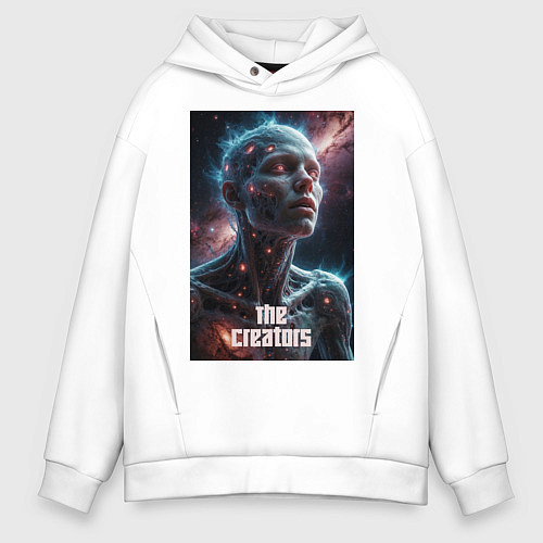 Мужское худи оверсайз The Creators - big space celestial / Белый – фото 1