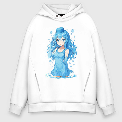 Мужское худи оверсайз Вода-тян / Белый – фото 1