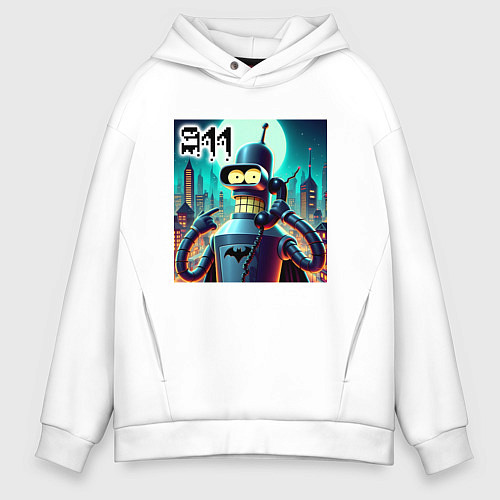 Мужское худи оверсайз Бендермен оператор службы спасения / Белый – фото 1
