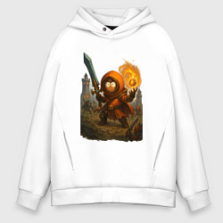 Толстовка оверсайз мужская Кенни маг с мечем, цвет: белый