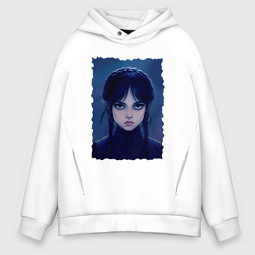 Мужское худи оверсайз Wednesday Addams 2 / Белый – фото 1