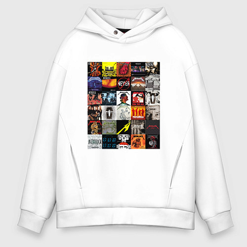 Мужское худи оверсайз Metallica - обложки / Белый – фото 1