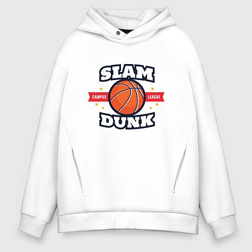 Мужское худи оверсайз Cлэм данк / Белый – фото 1