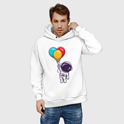 Толстовка оверсайз мужская Полёт на шариках, цвет: белый — фото 2