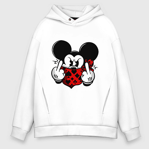 Мужское худи оверсайз Микки Маус - гангстер / Белый – фото 1