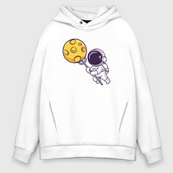 Толстовка оверсайз мужская Поймать луну, цвет: белый