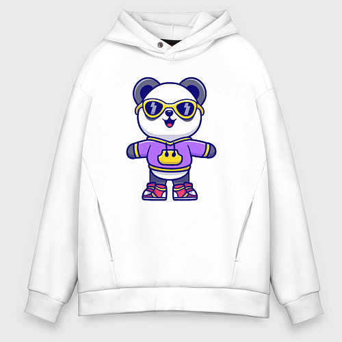 Мужское худи оверсайз Стиль панды / Белый – фото 1