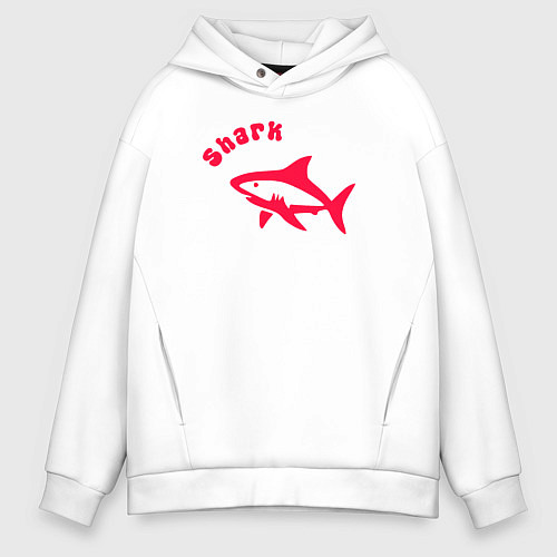 Мужское худи оверсайз Акула-красный силуэт / Белый – фото 1