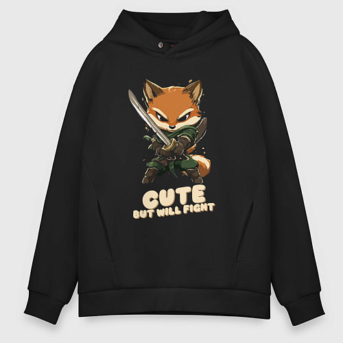 Мужское худи оверсайз Милый но готов драться / Черный – фото 1