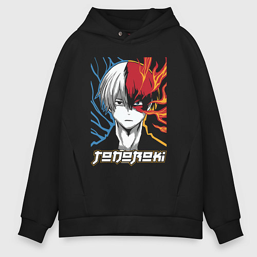 Мужское худи оверсайз Шото Тодороки Моя геройская академия / Черный – фото 1