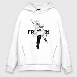 Толстовка оверсайз мужская Frieren - эльфийка, цвет: белый