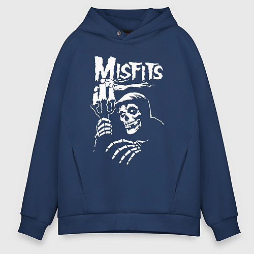 Мужское худи оверсайз Misfits скелет / Тёмно-синий – фото 1