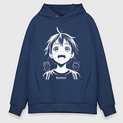Мужское худи оверсайз Ничоси аниме / Тёмно-синий – фото 1