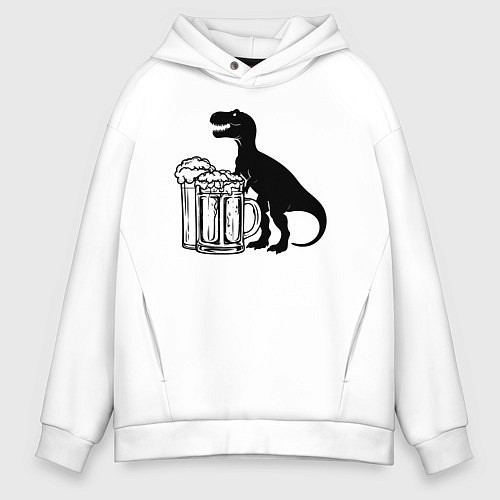 Мужское худи оверсайз Пивозавр с двумя кружками / Белый – фото 1