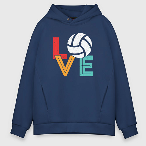 Мужское худи оверсайз Love volley / Тёмно-синий – фото 1