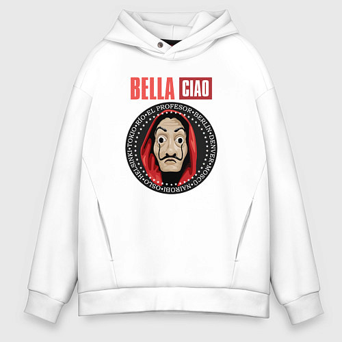 Мужское худи оверсайз Bella ciao heroes / Белый – фото 1