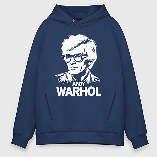 Мужское худи оверсайз Энди Уорхол в стиле стрит-арт / Тёмно-синий – фото 1