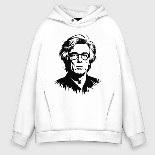 Мужское худи оверсайз Энди Уорхол черный портрет / Белый – фото 1
