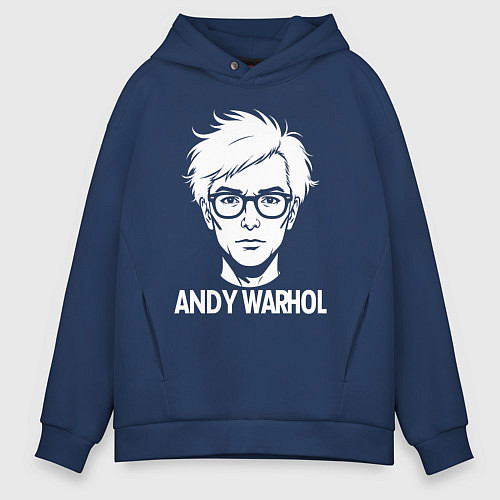 Мужское худи оверсайз Энди Уорхол в аниме стиле / Тёмно-синий – фото 1