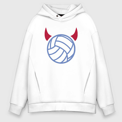 Мужское худи оверсайз Volleyball devil / Белый – фото 1