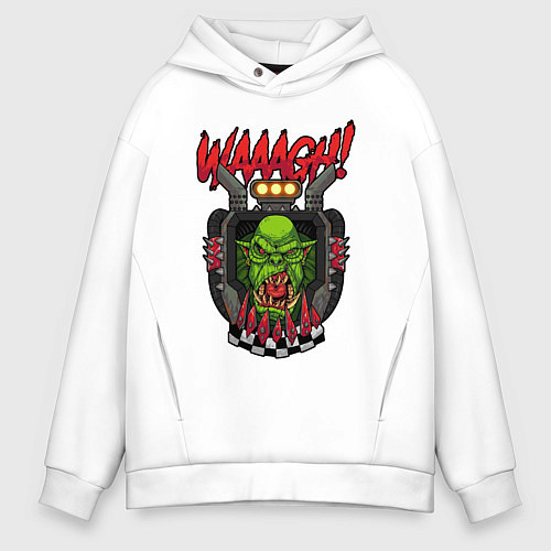 Мужское худи оверсайз Warhammer orc waaagh / Белый – фото 1