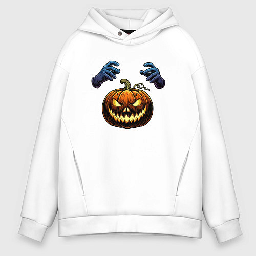 Мужское худи оверсайз Зловещая лампа Джека / Белый – фото 1