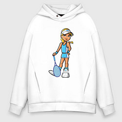 Толстовка оверсайз мужская Блондинка теннисистка, цвет: белый