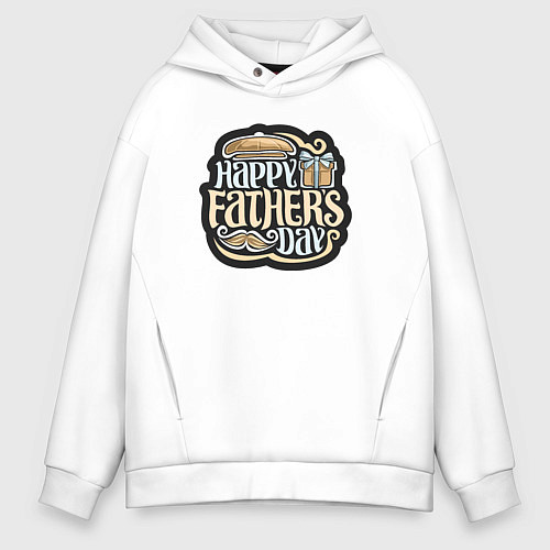 Мужское худи оверсайз Счастливого дня отца / Белый – фото 1