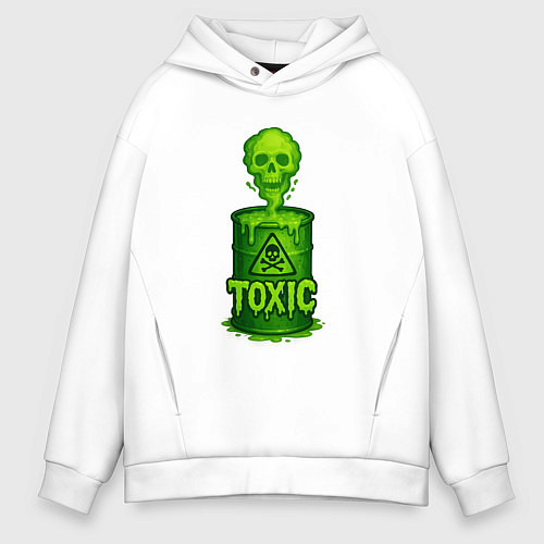 Мужское худи оверсайз Toxic зеленая кислота / Белый – фото 1