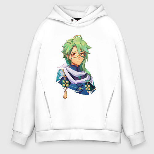 Мужское худи оверсайз Genshin Impact: Baizhu / Белый – фото 1