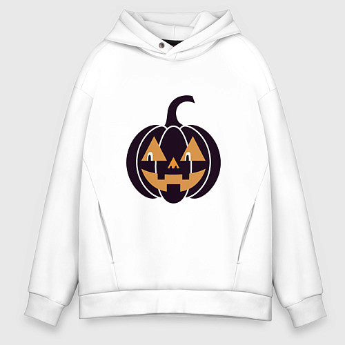 Мужское худи оверсайз Тыква Джек фонарь Хэллоуин / Белый – фото 1