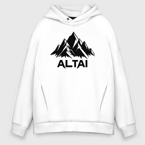 Мужское худи оверсайз Алтай горы / Белый – фото 1