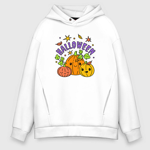 Мужское худи оверсайз Весёлый хэллоуин / Белый – фото 1