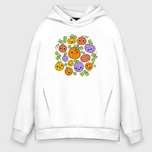 Мужское худи оверсайз Тыковки на хэллоуин / Белый – фото 1