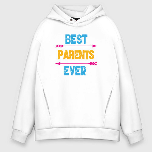 Мужское худи оверсайз Лучшие родители на свете / Белый – фото 1
